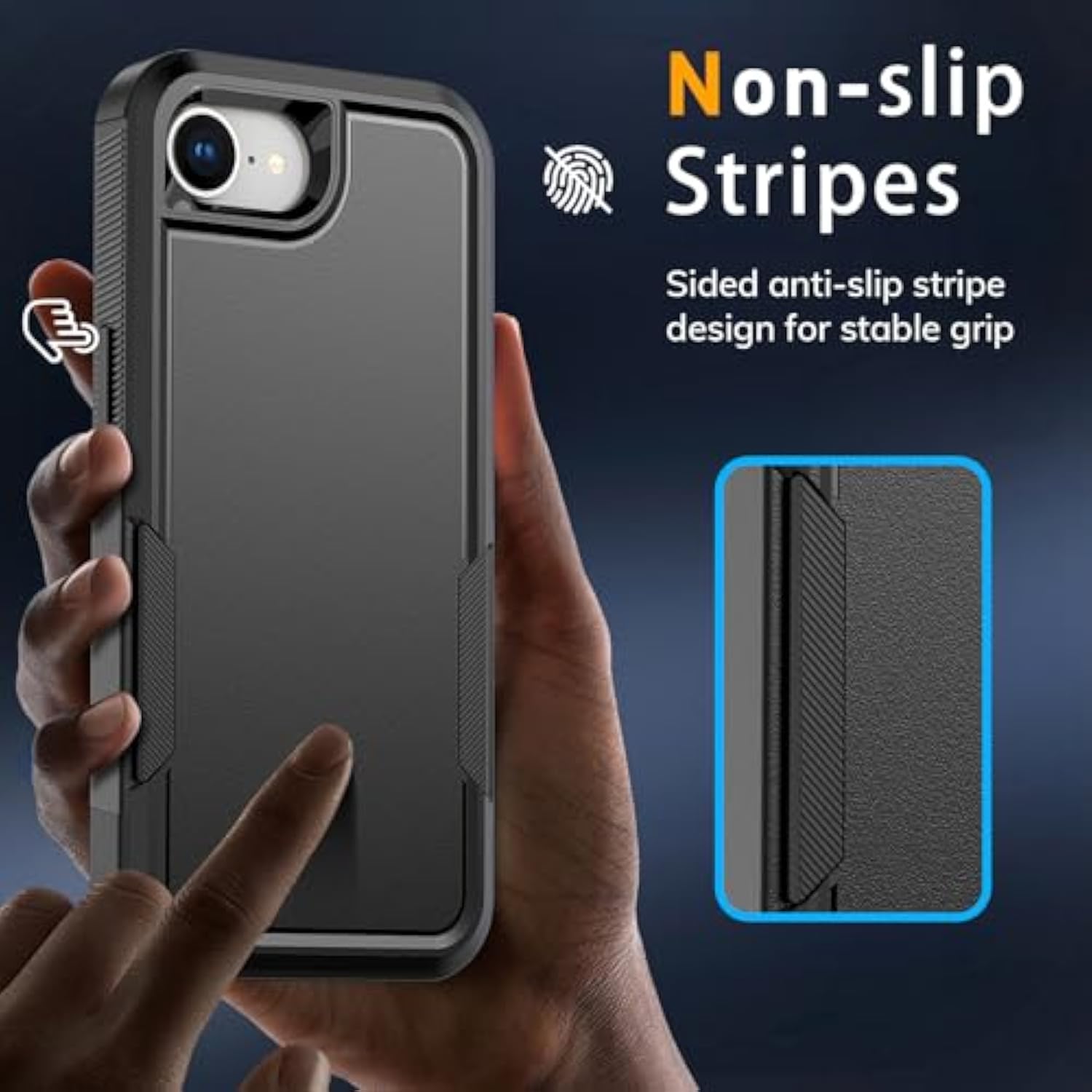 For Iphone 16E Case With Hd Screen Protector, 10 Ft Military Grade Drop Protection, Anti-Slip Phone Case, Black