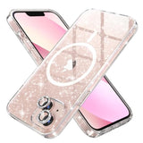 Magnetic Case For Iphone 13 Case, Women Glitter Sparkly Case, [2 X Diamond Camera Lens Protectors] [Non-Yellowing Shockproof Protective Cover] [Compatible For Magsafe] (Glitter Clear)