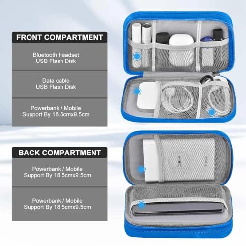 Electronic Accessories Organizer, Travel Cable Carry Pouch Storage Bag For Laptop Attachment Cable, Cord, Charger, Earphone Etc,Black-Blue