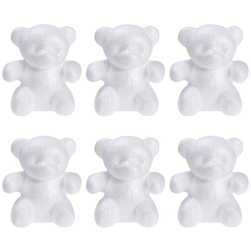 6Pcs Craft Foam Bear, 15Cm White Polystyrene Bear Modeling Diy Rose Be