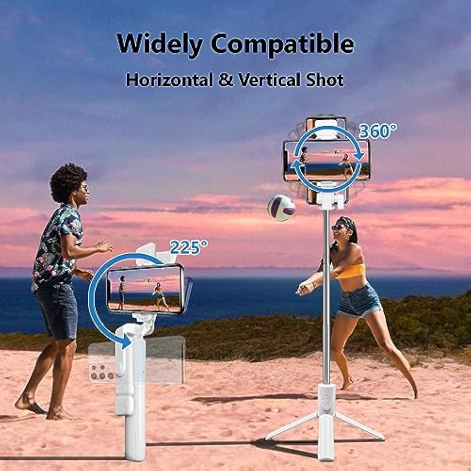 40in Selfie Stick Tripod with Wireless Remote and Light, Portable for Phones