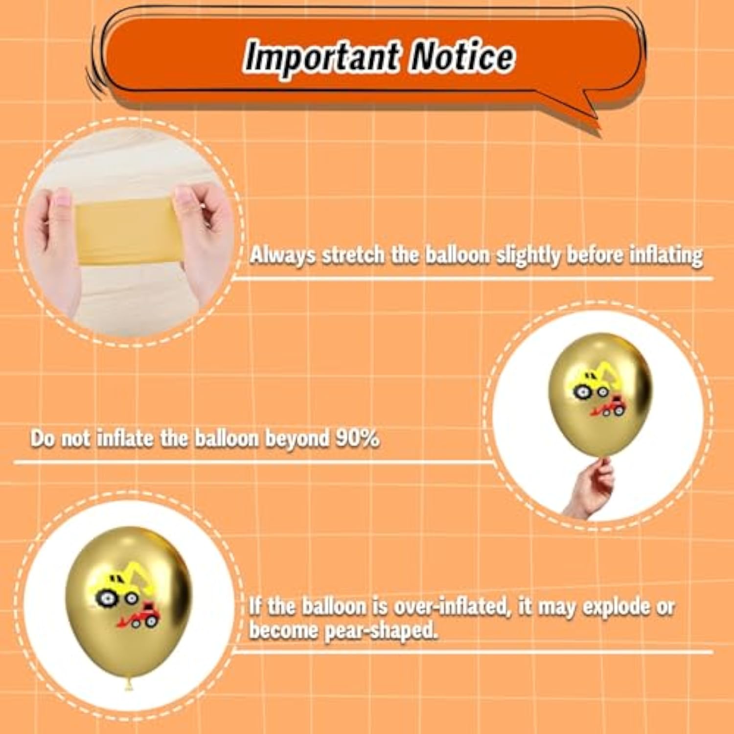 Construction Balloons, 12 Inch Gold Black Yellow Orange Confetti Balloons For Kids Boy Baby Shower Construction Themed Birthday Truck Party Graduation Supplies