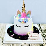 Unicorn Cake Topper,Handmade Party Cake Decoration Supplies With Multiple Eyelashes,Reuasble Gold Horn For Birthday Party,Baby Shower&Wedding…