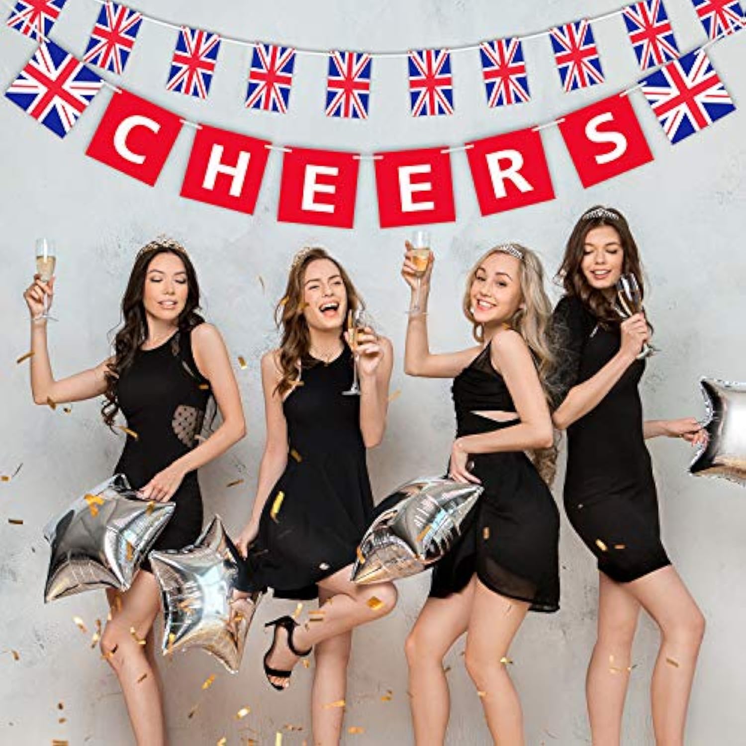 2-Piece British Party Garland UK Flag Pennants & "Cheers" Banner for Decor