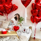 I Love You Balloons, 1 Pcs Red And Silver I Love You Banner Foil Letter Balloon And 2 Pcs Red Heart Foil Letter Balloon For Valentines Party Engagement Anniversary Wedding Decor Supplies