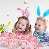 White Flower Girl Basket With Handle For Wedding Ceremony, 5.9 X 4.72 X 4.33 Inch