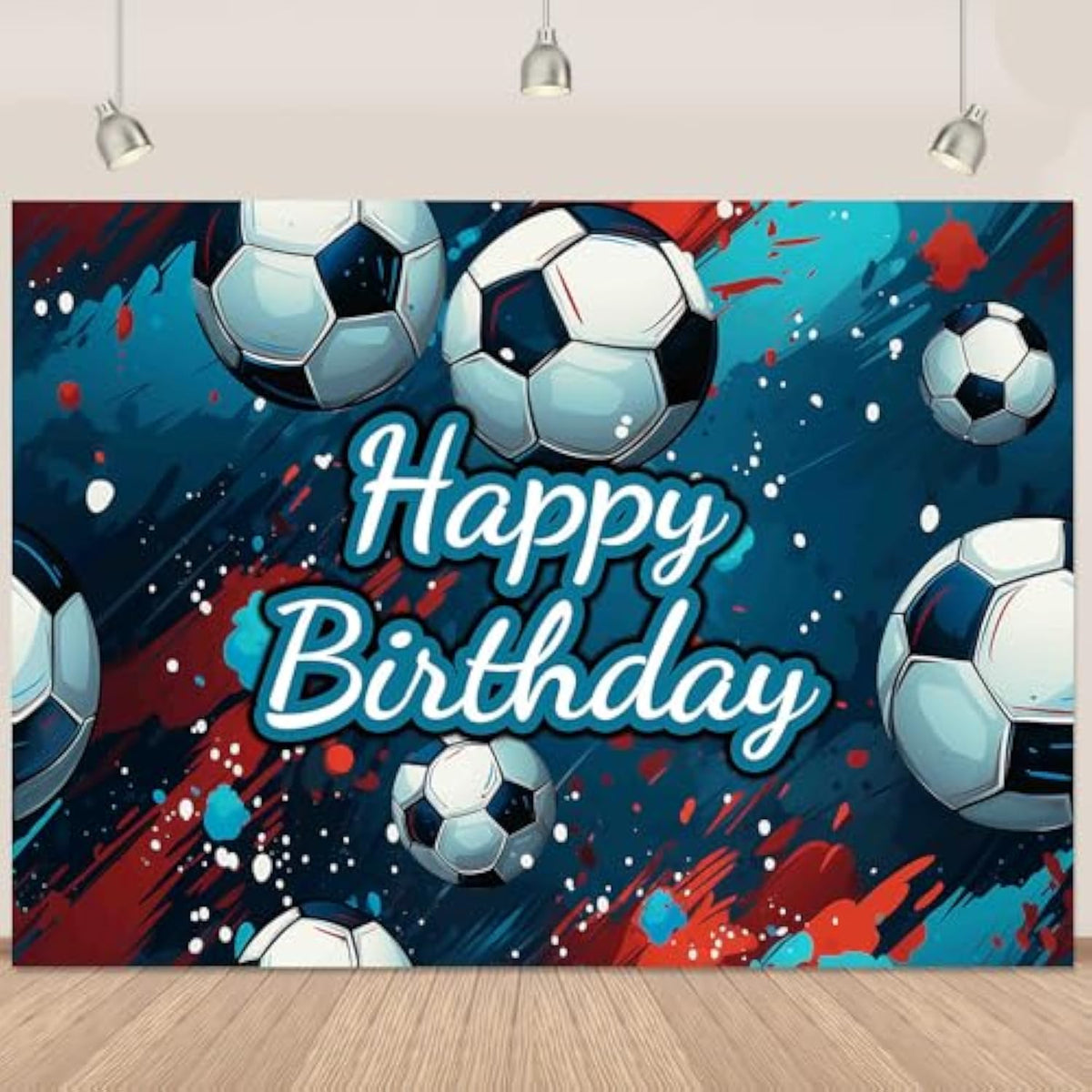 Soccer Birthday Banner Backdrop 59x36in Football Sports Party Decor for Boys