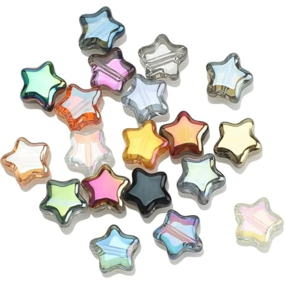 200PCS 8mm Colorful Glass Star Beads for DIY Bracelets & Jewelry Making