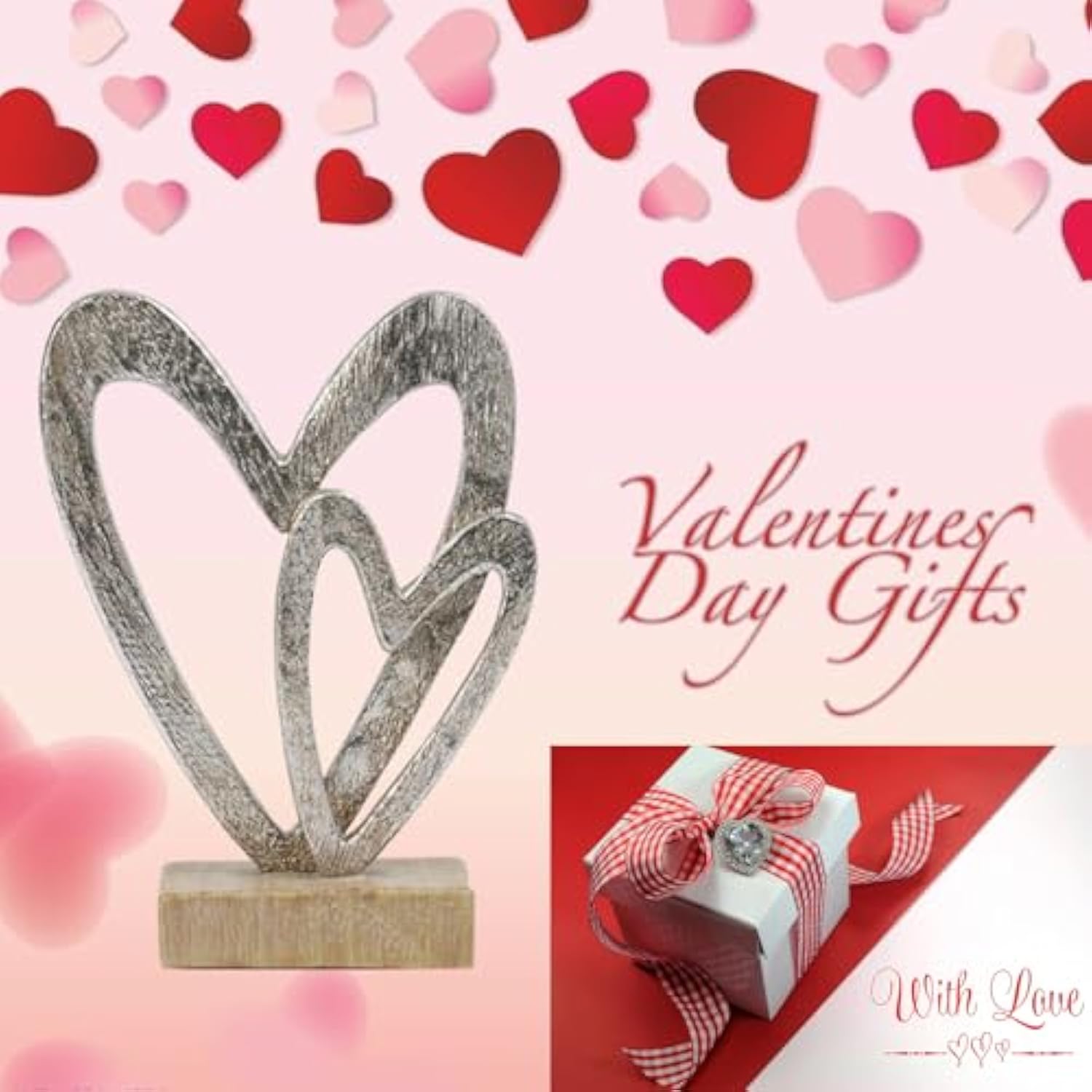 Couple Gifts Modern Farmhouse Decor - Valentines Day Decor Resin Heart Sculpture Home Love Statue For Husband Wife Mother Father Wedding Romantic Gifts 5 X 2.25 X 6.5 Inch
