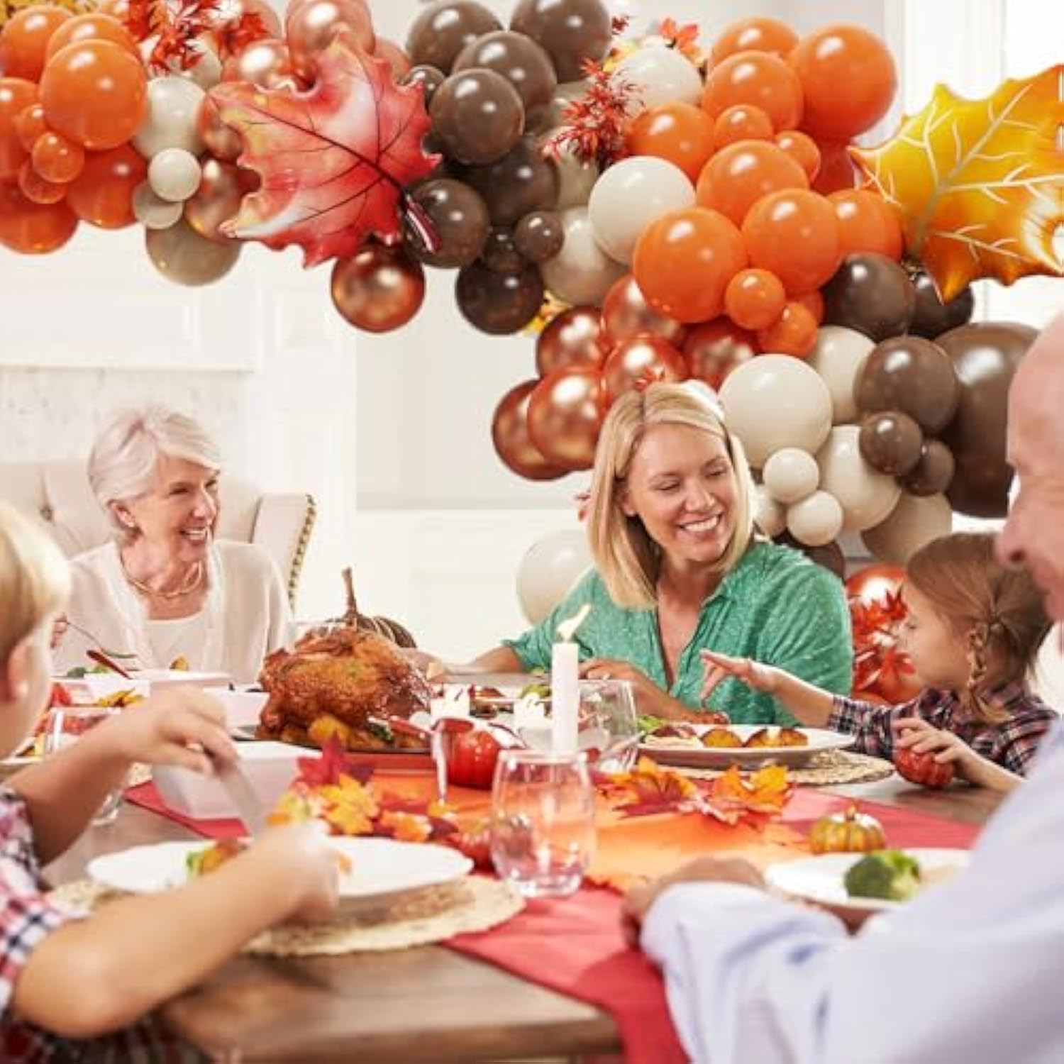 Fall Thanksgiving Balloon Arch Kit with Pumpkin Maple Leaf Foil Balloons for Autumn Party