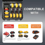 Storage Case For Dewalt Battery & Charger - Waterproof Power Tool Box Storage Bag With Customizable Fit Foam For Milwaukee/Makita/Ryobi Battery & Charger (Only Case)