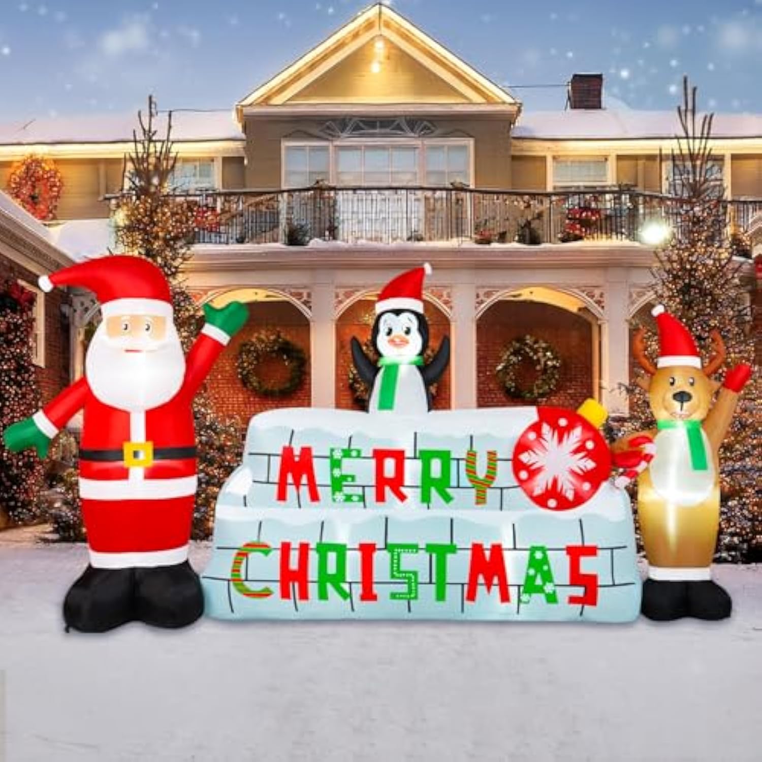 10Ft Christmas Inflatable Outdoor Decoration, Merry Christmas Inflatable Banner Blow Up Yard Decorations Inflatable Sant