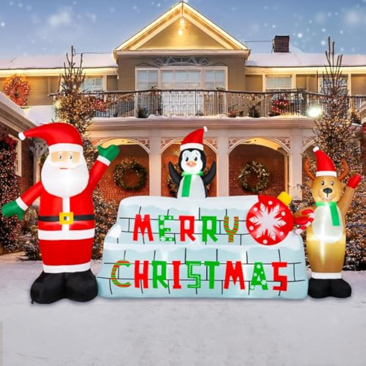 10Ft Christmas Inflatable Outdoor Decoration, Merry Christmas Inflatable Banner Blow Up Yard Decorations Inflatable Sant