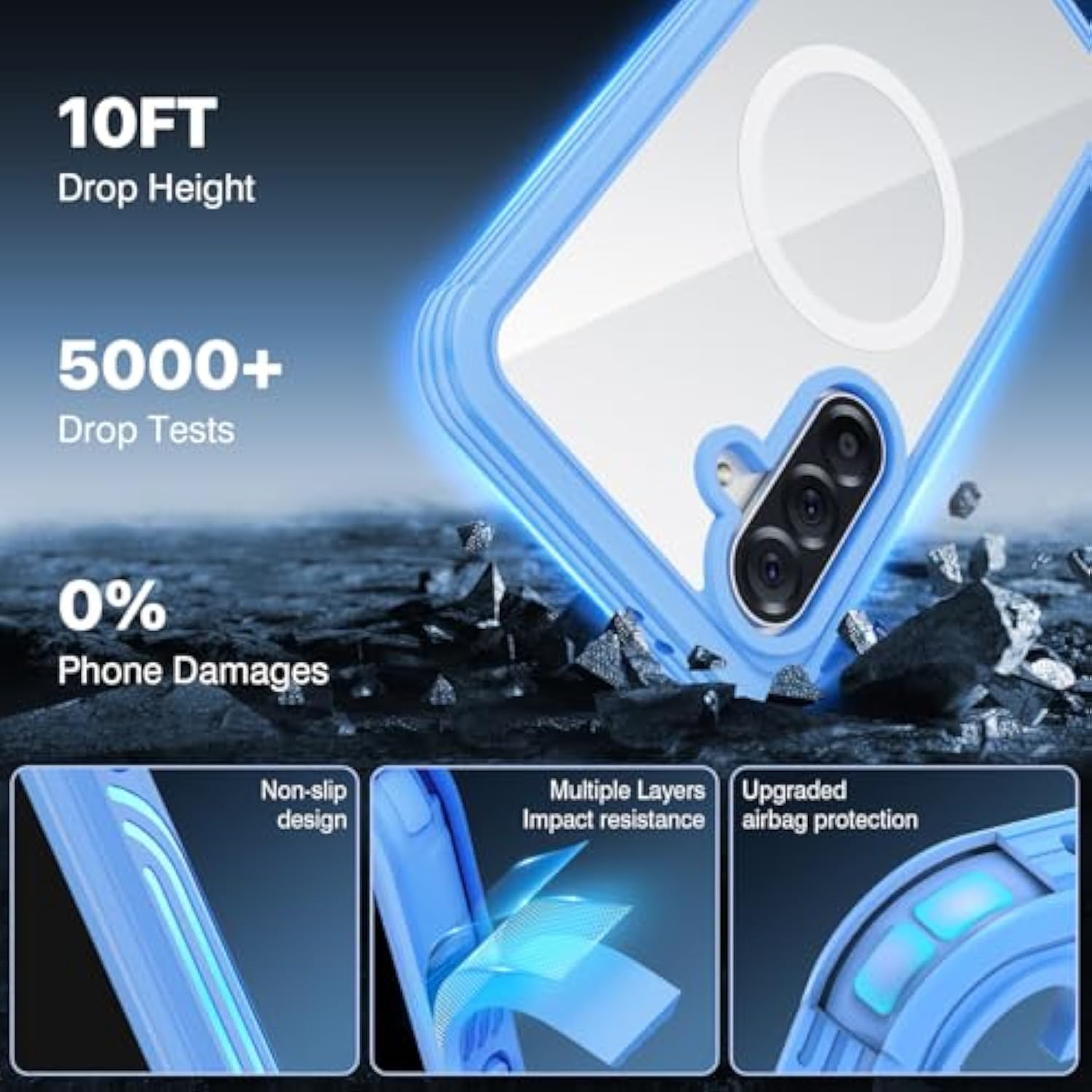 Magnetic Case For Samsung Galaxy A36 5G / Samsung A56 5G, Full Body Phone Case Built-In 9H Tempered Glass Screen Protector [Compatible With Magsafe] Shockproof Bumper Clear Cover - Blue