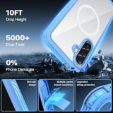 Magnetic Case For Samsung Galaxy A36 5G / Samsung A56 5G, Full Body Phone Case Built-In 9H Tempered Glass Screen Protector [Compatible With Magsafe] Shockproof Bumper Clear Cover - Blue