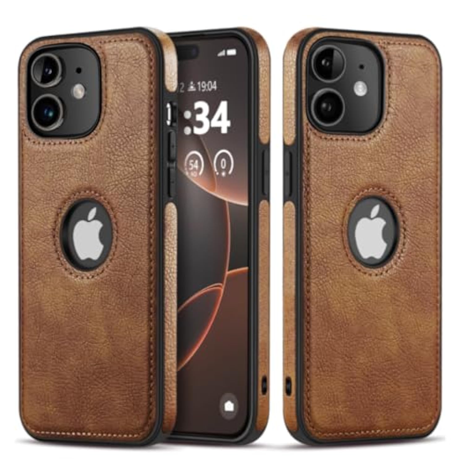 Unique Design Luxury Leather Business Phone Case For Iphone 11 Anti-Slip Scratch Resistant Ultra Slim Protective Case (2019,6.1”) (Brown)