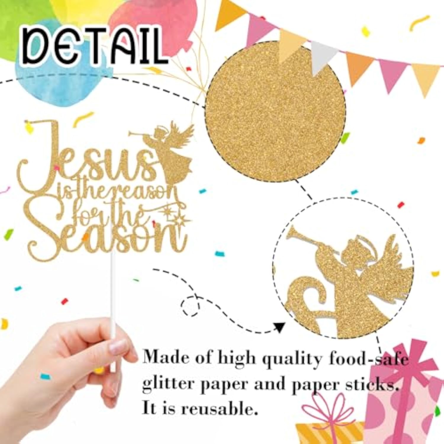 Jesus Is The Reason For The Season Cake Topper, Merry Christmas, Nativity Happy Birthday Jesus, Christmas Birthday Party Decorations Supplies