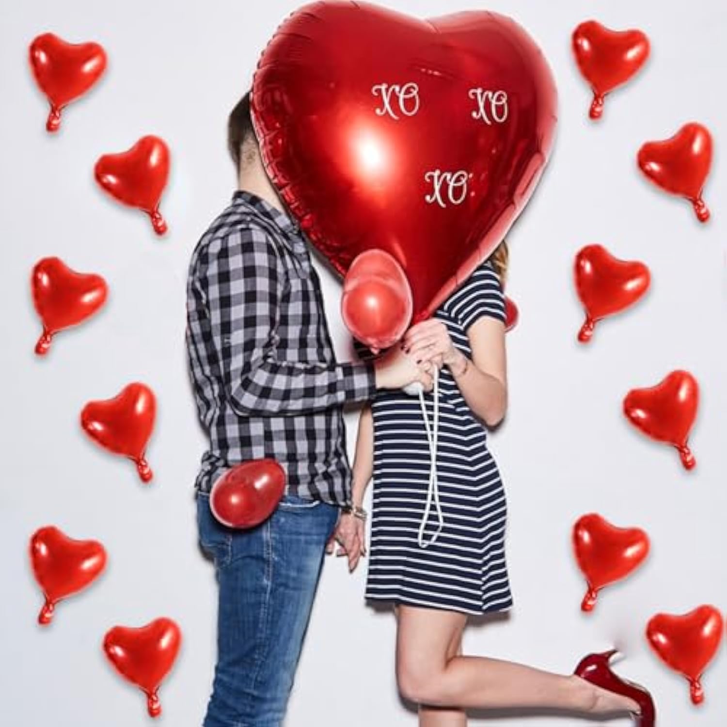 30Pcs 10 Inch Red Heart Balloons Valentine’S Day Heart Shape Foil Mylar Balloons Decoration For Romantic Valentine'S Day Wedding Bridal Shower Anniversary Engagement Party Supplies