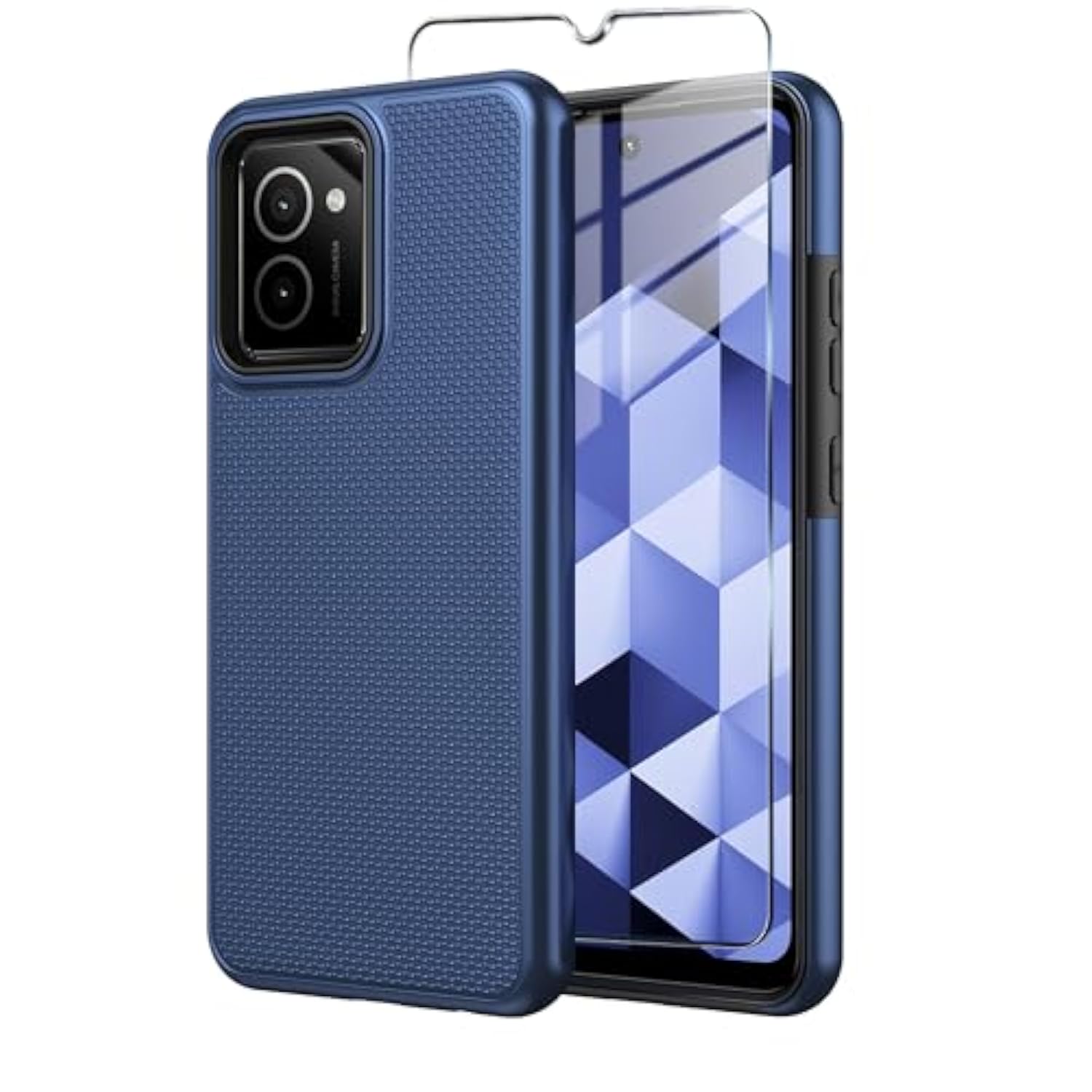 HMD Vibe N159V Phone Case with Tempered Glass Dual Layer Shockproof Blue