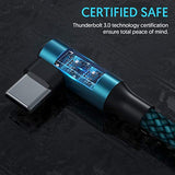 Usb C Cable, Right Angle Type C Charger [2-Pack 10Ft], Durable Nylon Braided Usb A To Type C Charger Cable For Iphone 15/15 Pro/ 15 Plus/ 15 Pro Max, Samsung Galaxy S23 Ultra S22 S21 (Cyan)