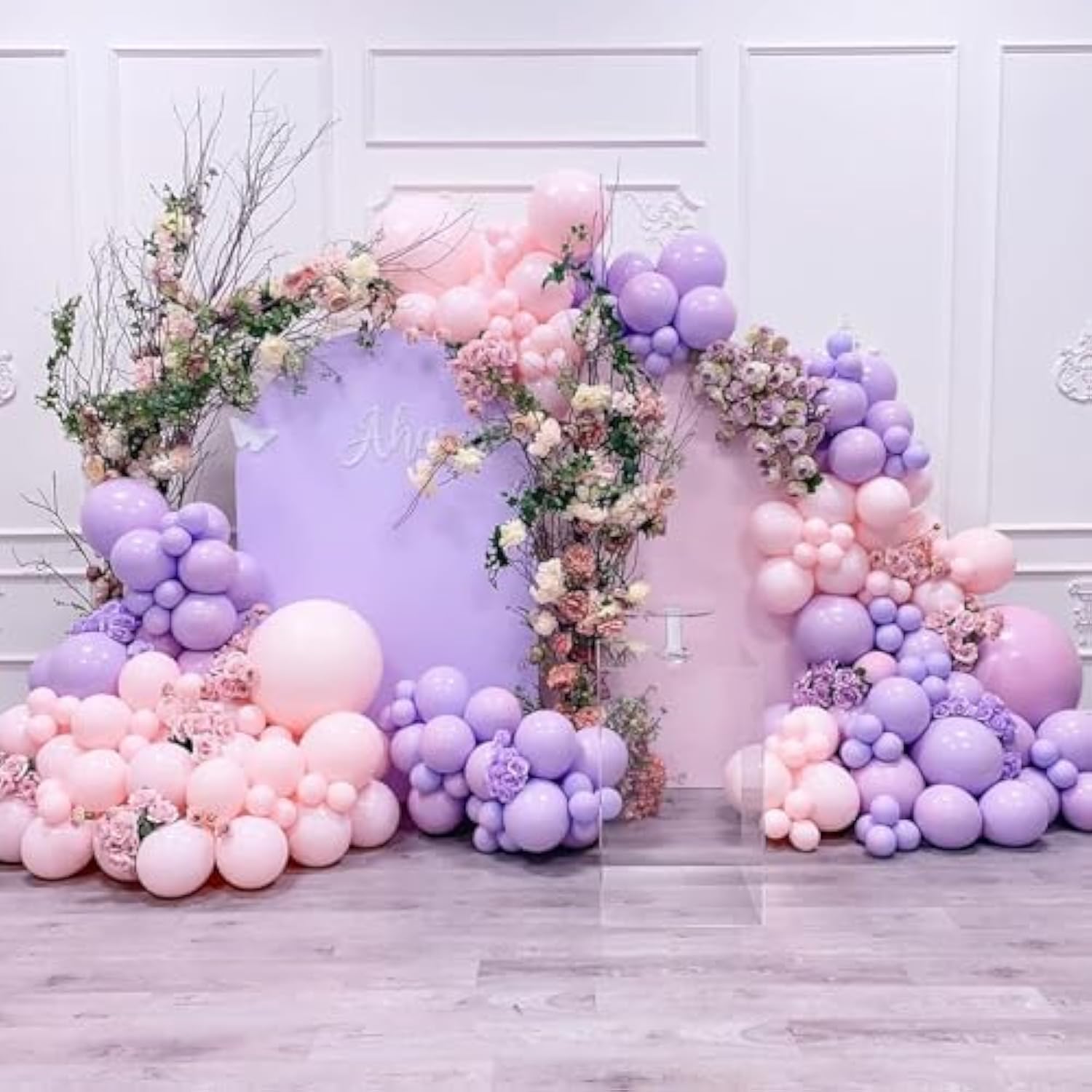 Pink Purple Balloons Set, 60Pcs Purple Pink Confetti Balloons, 12Inch Metallic Purple Pink Latex Balloons For Helium Macaron Party Balloons For Girls Birthday Baby Shower Wedding Party Decoration