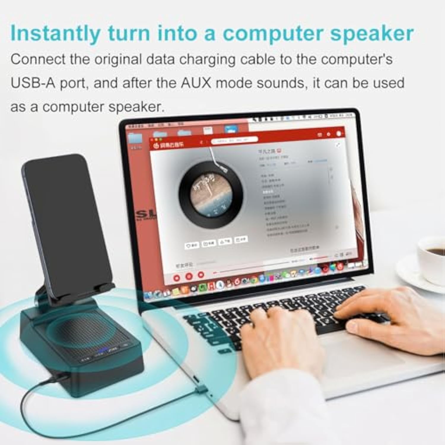 Birthday Gifts For Men,Cell Phone Stand With Wireless Bluetooth Speaker And Antislip Base Hd Surround Sound For Home With Bluetooth Speaker For Desk Compatible With Iphone,Ipad (Black)