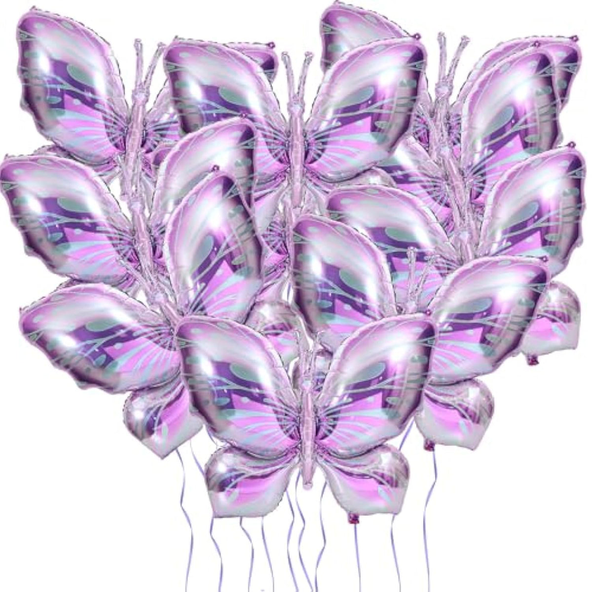 Butterfly Balloons - 10 Pcs 40 Inch Purple Pink Foil Mylar Balloons For Party, Wedding, Baby Shower Decorations