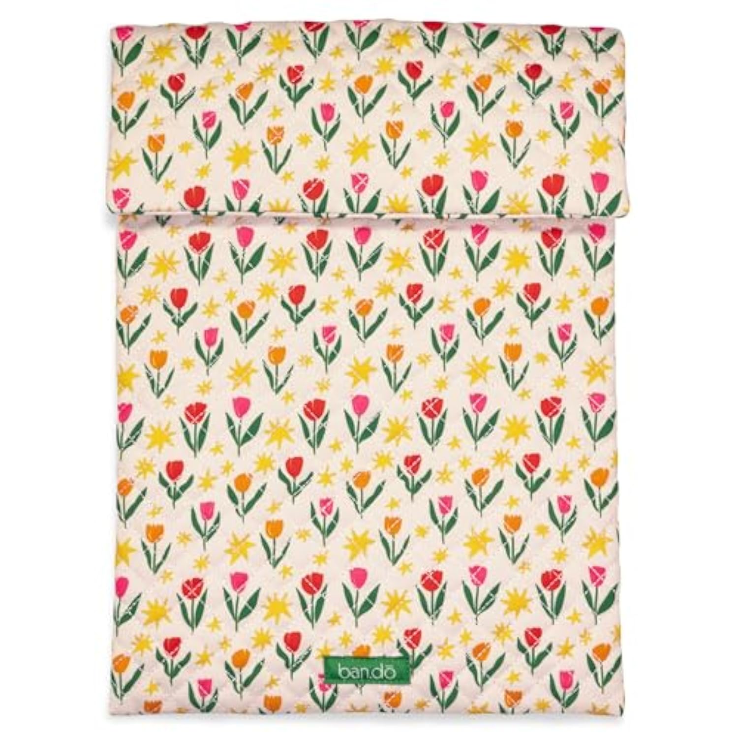 Go Go Padded Laptop Sleeve With Snap Closure And Wires Pouch, Fits Up To 15-Inch Laptop, Tulips On Ivory