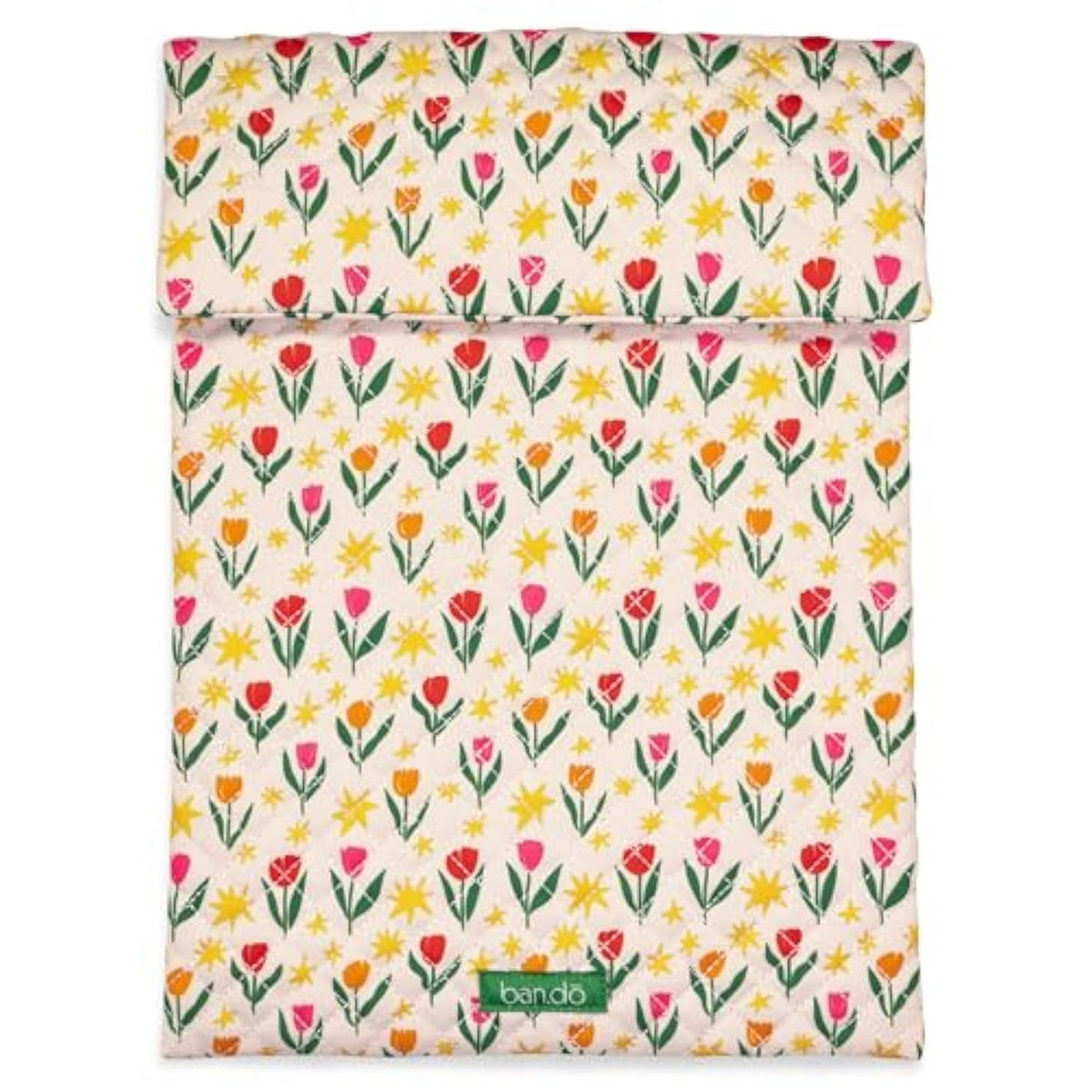 Go Go Padded Laptop Sleeve With Snap Closure And Wires Pouch, Fits Up To 15-Inch Laptop, Tulips On Ivory