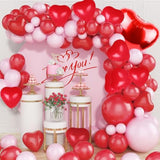 156Pcs Valentine'S Day Balloon Garland Arch Kit Pink Red Rose Red Heart Foil Balloons 18" 12" 10" 5" For Valentine'S Day Mother'S Day Wedding Engagement Anniversary Party Supplies