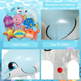 8pcs Sea Animal Foil Balloons for Ocean Themed Baby Shower and Birthday Decor