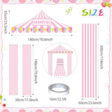 4 Pcs Carnival Circus Tent Decorations Carnival Entryway Door Party Decor Pink And White Striped Awning Hanging Banner Aisle Runners Supply For Circus Theme Birthday Celebration(Exquisite)