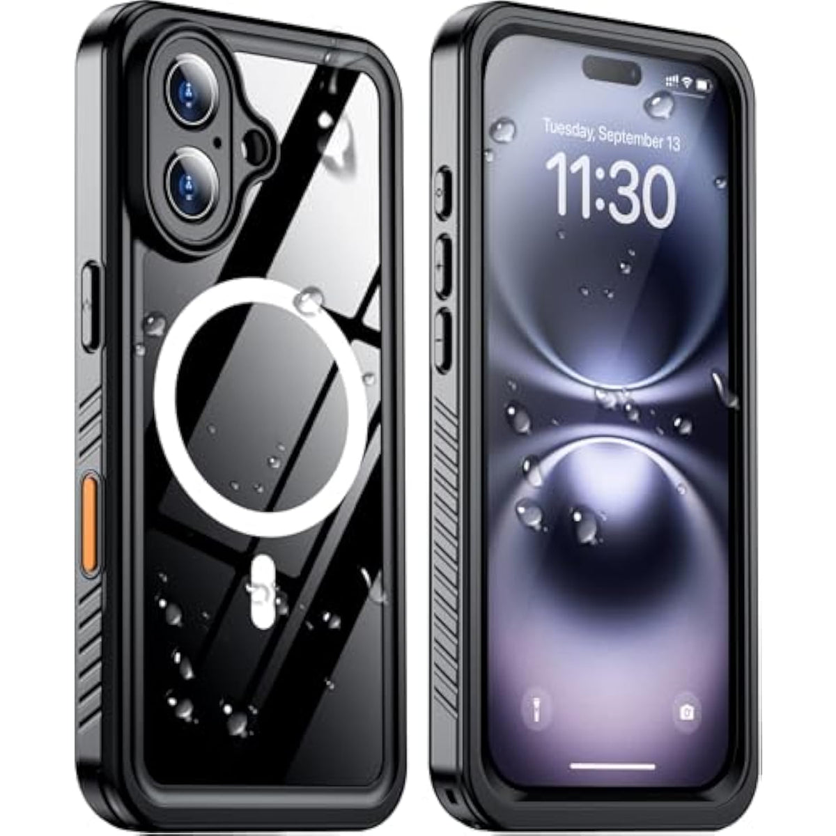iPhone 16 Case, MagSafe, Waterproof, IP68, 12FT Drop Proof, Shockproof, Black 6.1"