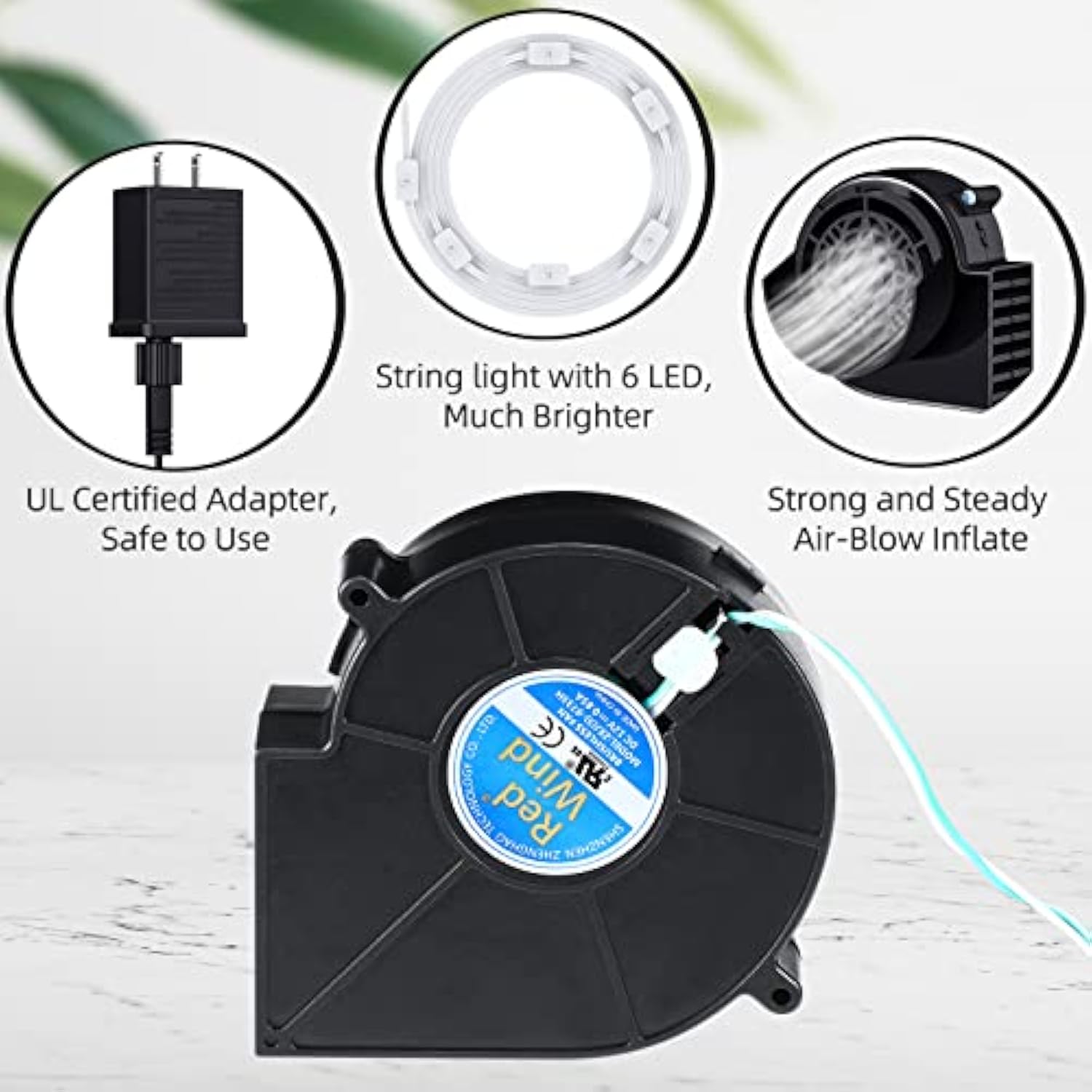 12V/1.5A Air Inflatable Blower With 6 Led Lights, Halloween Christmas Air Inflatable Blower Replacement Motor For Yard I