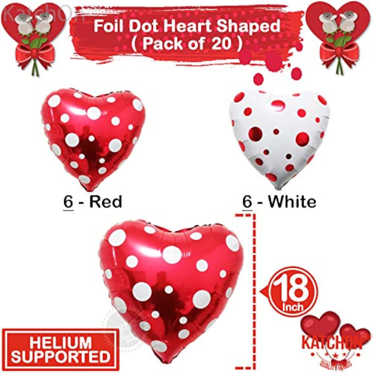 Red And White Valentines Balloons - Pack Of 30 | Red Heart Balloons Fo