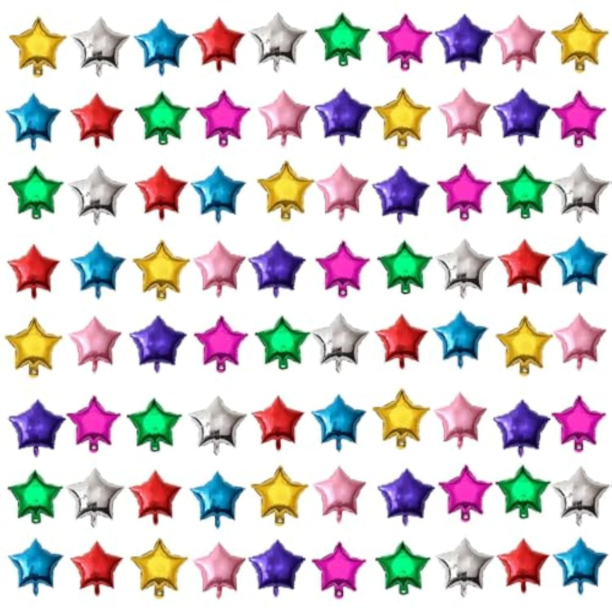 80pcs 5" Mini Rainbow Star Foil Balloons – Non-Floating Party Decorations