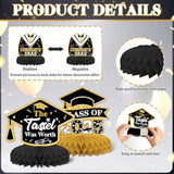 9 Pcs Graduation Party Decorations, Graduation Honeycomb Centerpieces For Tables Centerpieces 3D Graduation Theme Party Decor Supplies