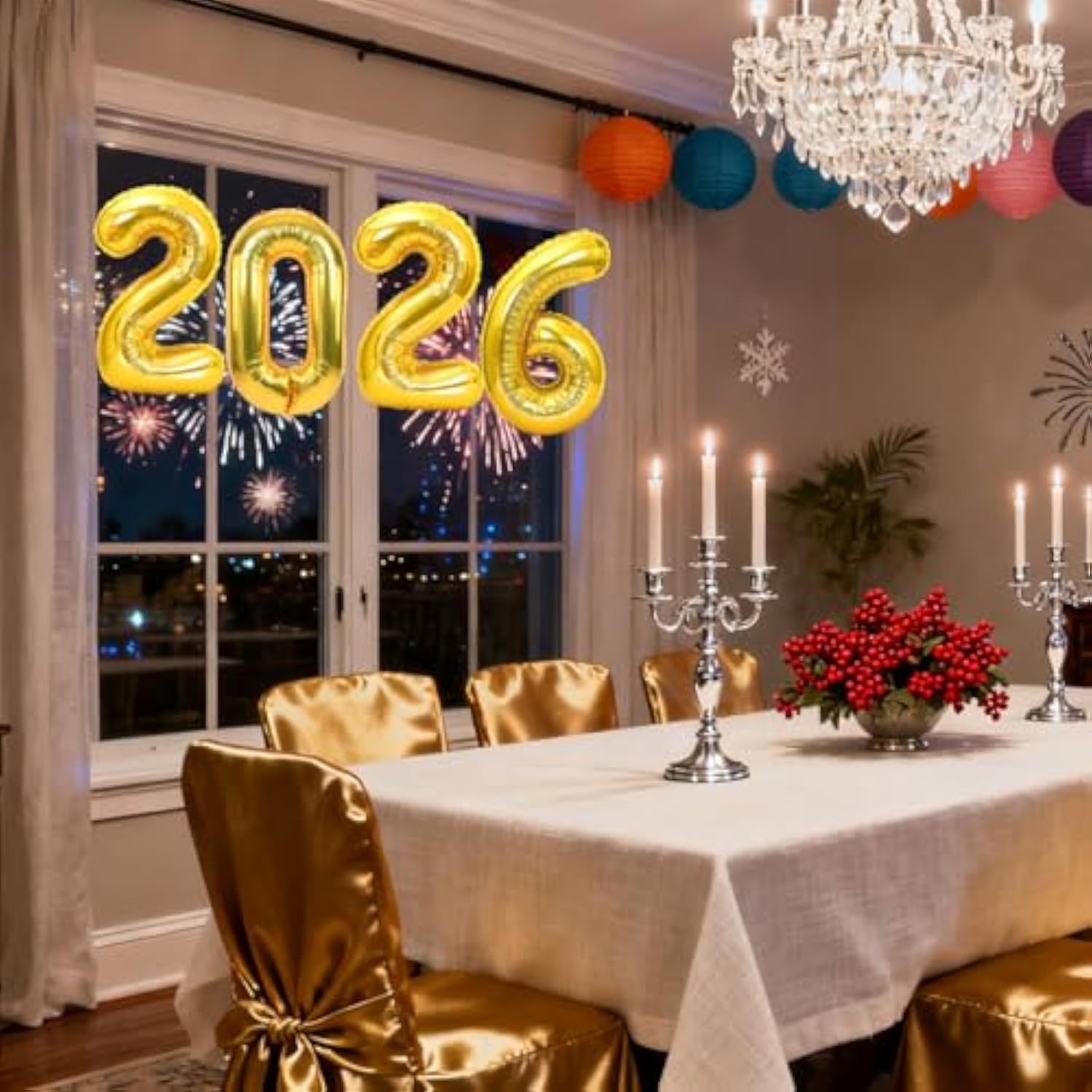 Gold 2026 Number Balloons for New Year, Graduation, and Party Decor