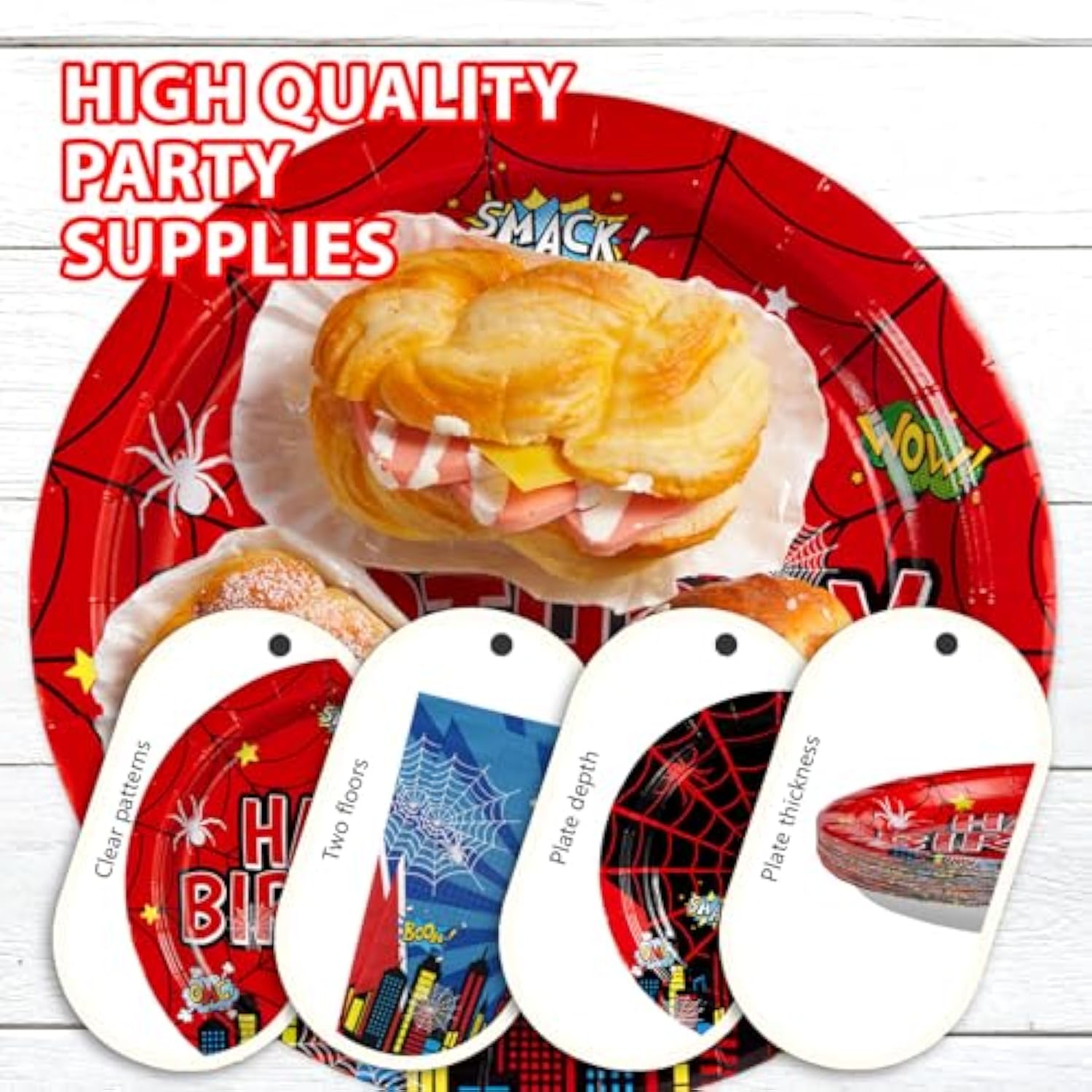 96Pcs Cartoon Spider Birthday Party Decorations Red Blue Spider Birthday Plates And Napkins Disposable Hero Paper Tableware Set For Kids Baby Shower Super Theme Party Supplies, Serves 24