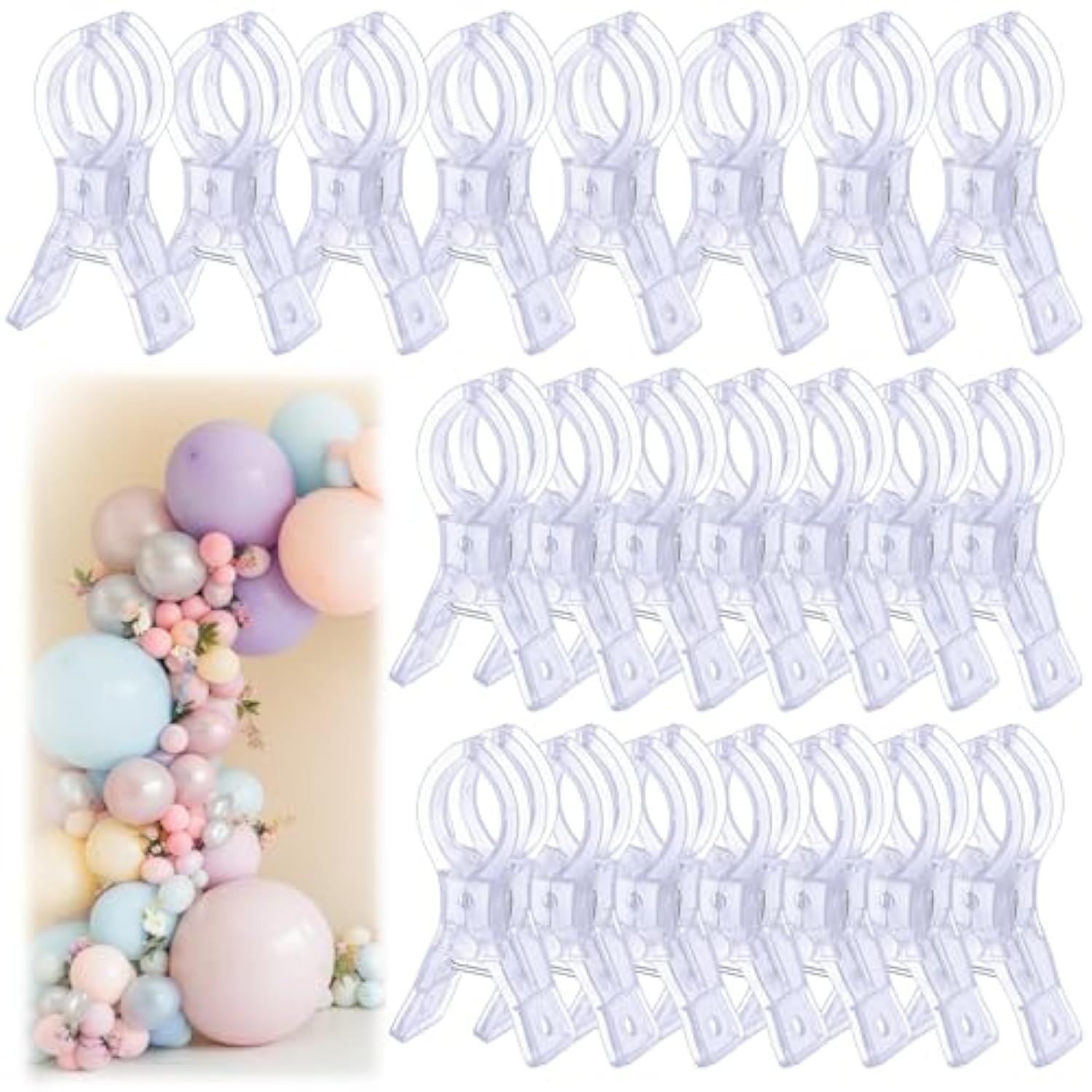 20Pcs Balloon Arch Clips Transparent Large Plastic Backdrop Clips Spring Clamps 3.54Inch Heavy Duty Clamps For Balloon Arch Crafts Backdrop Woodworking Photography Studios