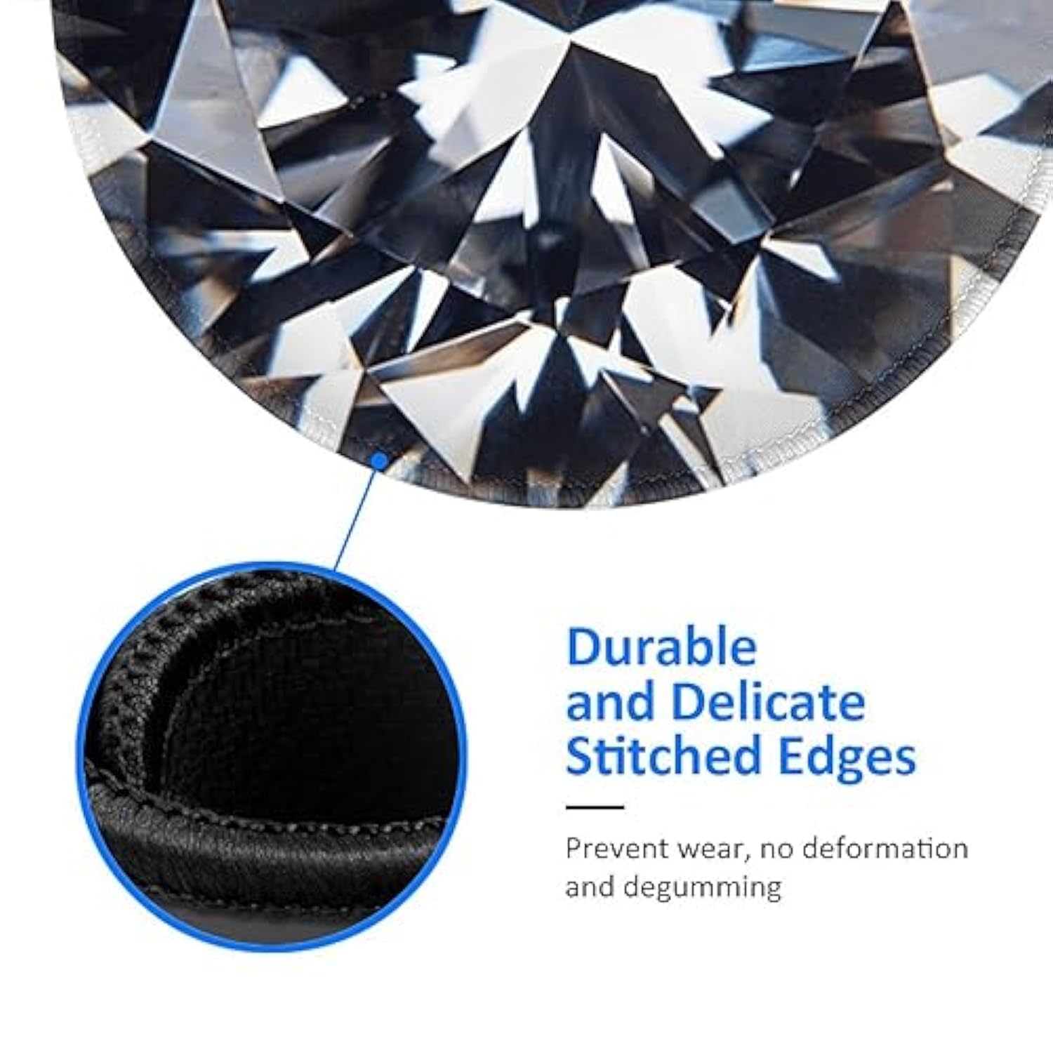 Mouse Pad Diamond Print Mouse Pads For Desk With Non-Slip Rubber Base Office Computer Round Mousepad Mouse Mat For Home Office Desk Accessories