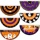 6pcs Halloween Bunting Fan Flags Ghost Pumpkin Half Banner 1.5x3ft Indoor Outdoor Decor