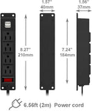 Mountable Power Strip Wall Mount Under Cabinet 4 AC Outlet 2 USB 6.56FT Cord