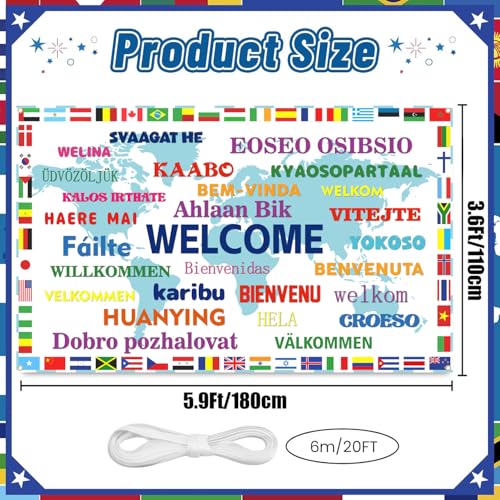 World Flag Banner Decorations International Welcome Banner Backdrop, Country Flags for International Party Supplies Around the World Sports Events Club Classroom Decor