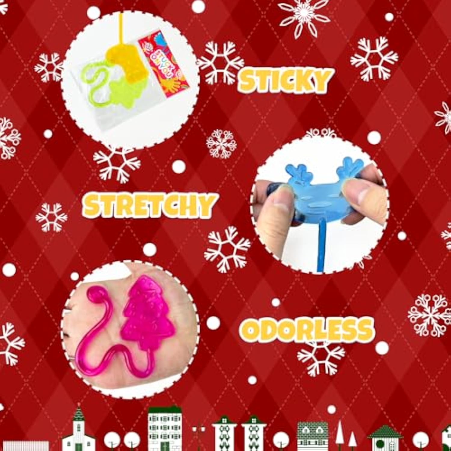 60-Pack Christmas Sticky Hand Toys for Kids Holiday Party Favors and Stocking Stuffers