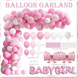 143Pcs Pink Baby Shower Decorations For Girl, Welcome Baby Girl Party Decorations, Coquette Pink Bow Theme Backdrop Balloon Baby Boxes Banner For Girl Birthday Baby Shower Decor