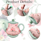 4 Pcs 22 Inch Teapot Mylar Balloons, Pink & Green for Tea Party, Baby Shower Decor