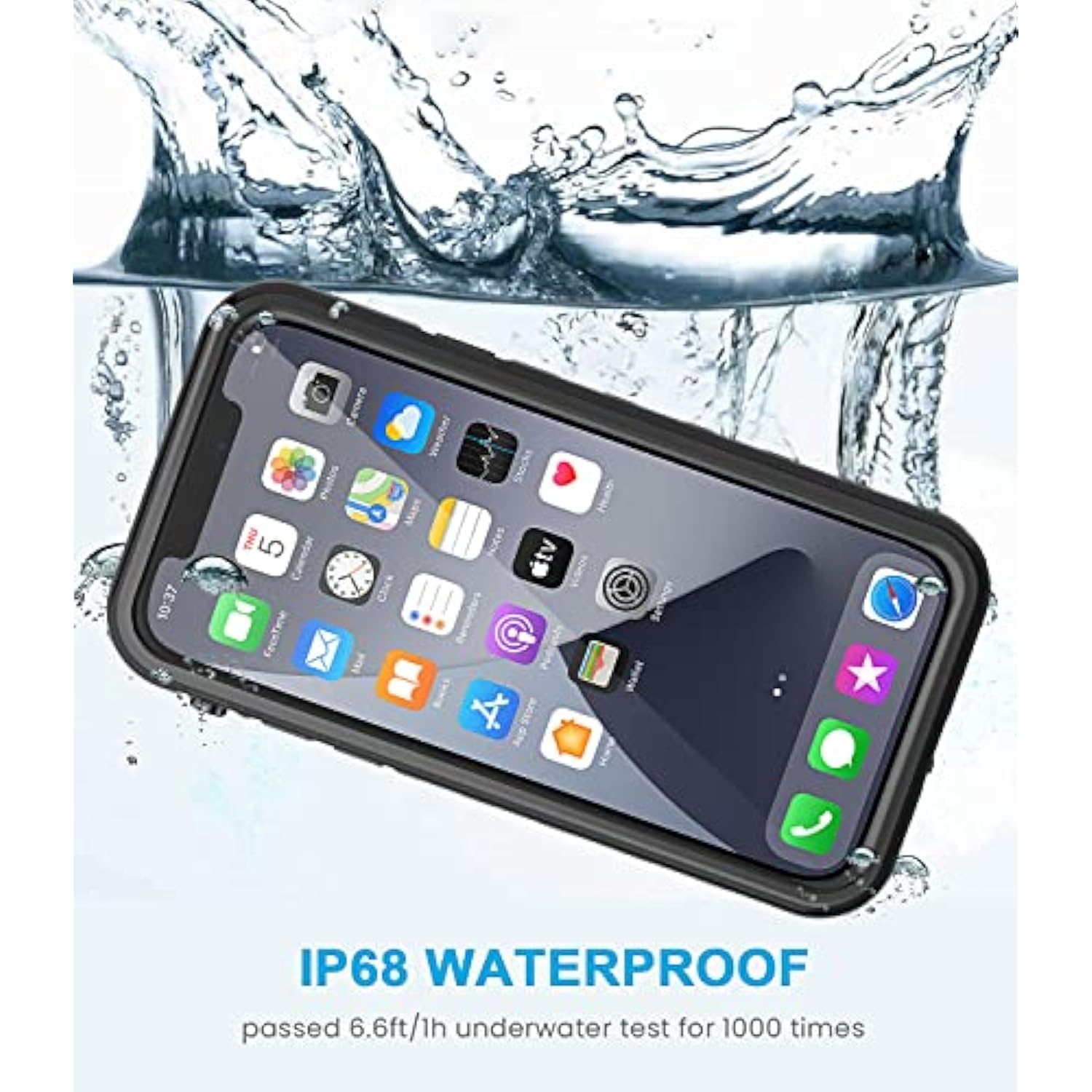For Iphone X/Xs Waterproof Case Life Snowproof Dirtproof Shockproof Cover For Iphone X/Xs 5.8‘’ (Black)