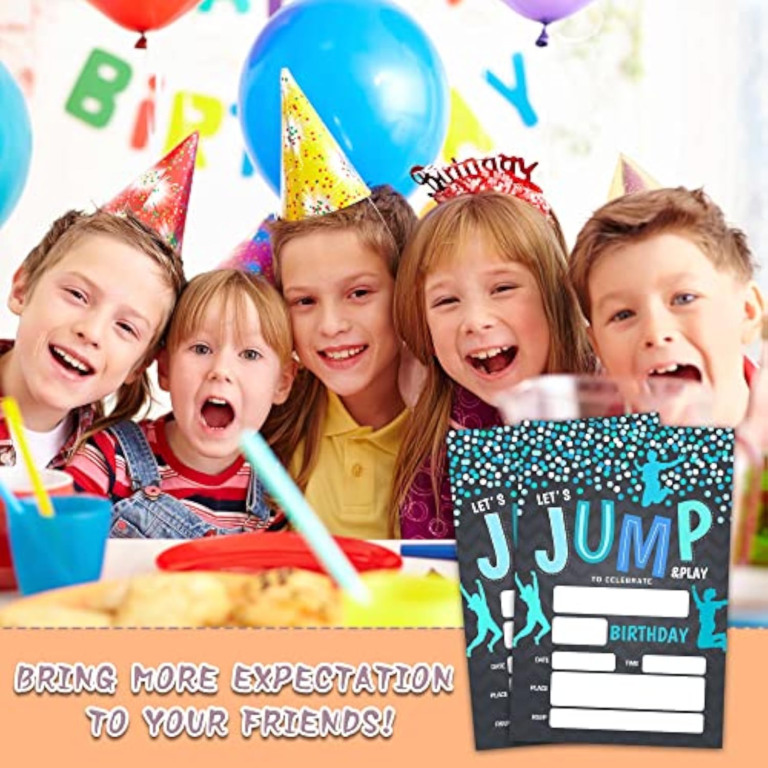 Birthday Invitations, 4"X6" Jump Birthday Party Invitations With Envelopes For Trampoline Bounce House Birthday Party Decorations Supplies(20 Pieces)-C23