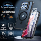 Magnetic For Moto G Stylus 5G 2025 Case With Screen Protector, Built-In Camera Stand Phone Case Shockproof Protective Translucent Matte Cover For Motorola Moto G Stylus 5G 2025 Case (Black)